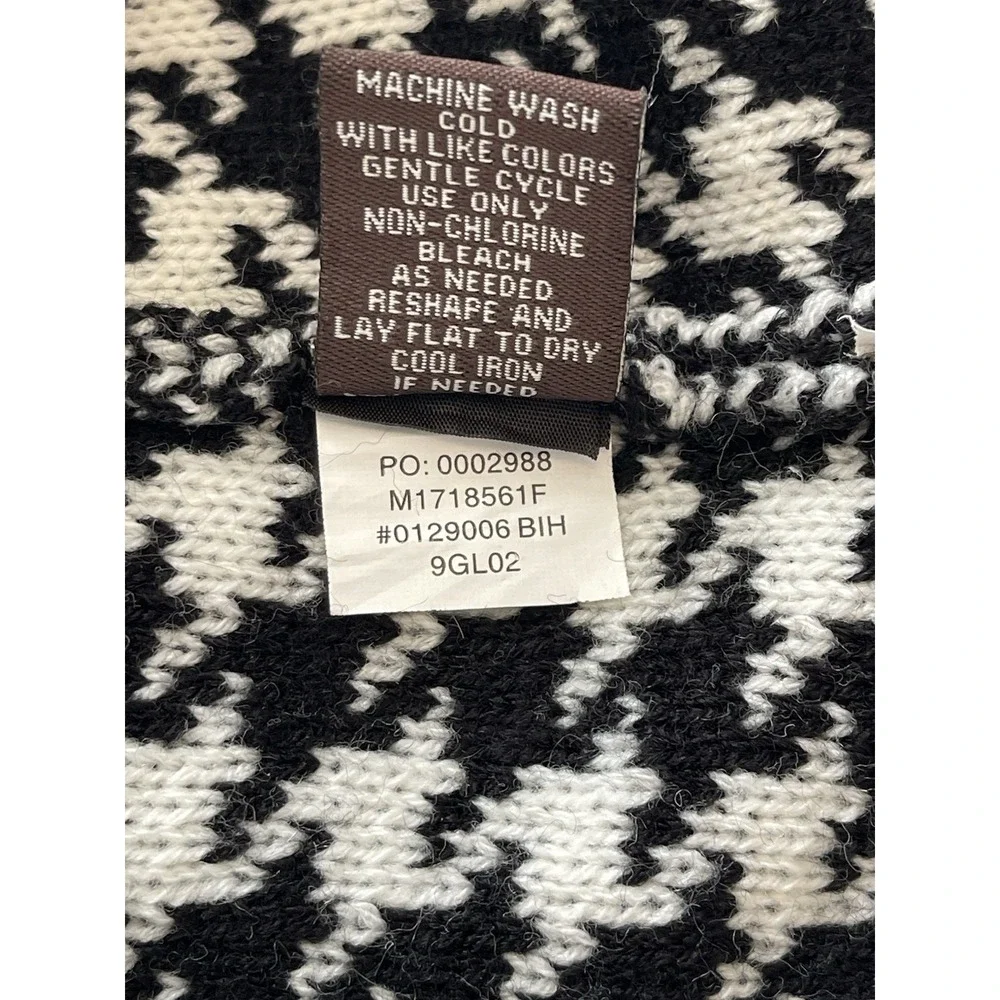 Women's Hounds Tooth Longline Coatagin Cardigan Zip Front Preppy Classic Size XL